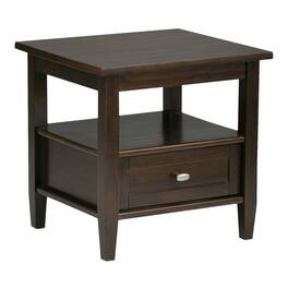 Simpli Home - Warm Shaker SOLID WOOD 20 inch Wide Rectangle Transitional End Side Table - Tobacco Brown