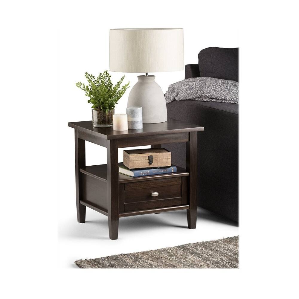 Alt View 13. Simpli Home - Warm Shaker SOLID WOOD 20 inch Wide Rectangle Transitional End Side Table in Tobacco Brown - Tobacco Brown.
