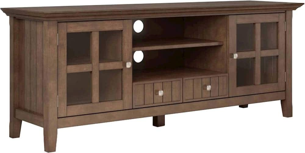 Angle View: Simpli Home - Acadian SOLID WOOD 60 inch Wide Transitional TV Media Stand in Rustic Natural Aged Brown For TVs up to 65 inches - Rustic Natural Aged Brown