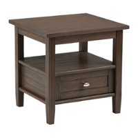 Simpli Home - Warm Shaker SOLID WOOD 20 inch Wide Rectangle Transitional End Side Table in - Farmhouse Brown - Front_Zoom