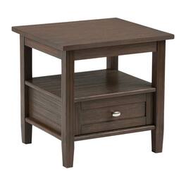 Simpli Home - Warm Shaker SOLID WOOD 20 inch Wide Rectangle Transitional End Side Table - Farmhouse Brown