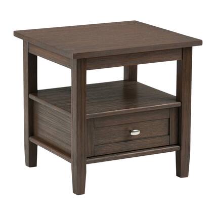 Front. Simpli Home - Warm Shaker SOLID WOOD 20 inch Wide Rectangle Transitional End Side Table in Farmhouse Brown - Farmhouse Brown.
