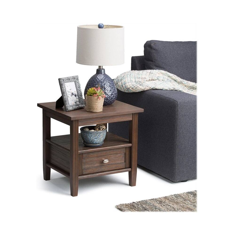 Alt View 13. Simpli Home - Warm Shaker SOLID WOOD 20 inch Wide Rectangle Transitional End Side Table in Farmhouse Brown - Farmhouse Brown.