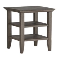 Simpli Home - Acadian SOLID WOOD 19 inch Wide Square Transitional End Table in Farmhouse Grey - Farmhouse Gray - Front_Zoom