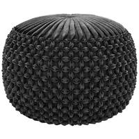 Simpli Home - Renee Round Transitional Velvet/Cotton Pouf - Slate Gray - Front_Zoom