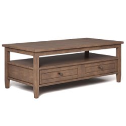 Simpli Home - Warm Shaker Rectangular Rustic Wood 2-Drawer Coffee Table - Rustic Natural Aged Brown - Front_Zoom