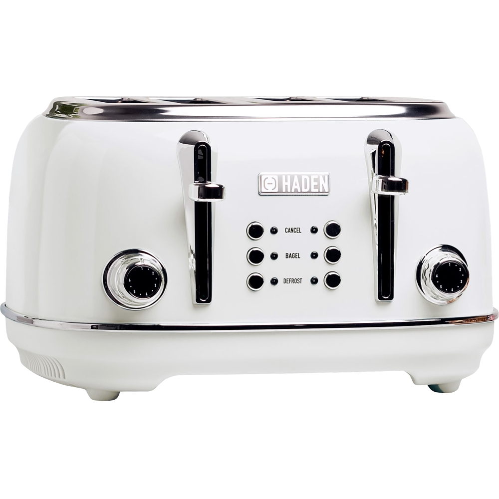 Left View: Haden Dorset 2-Slice  Toaster, Wide Slot for Bagels with Multi Settings - Putty