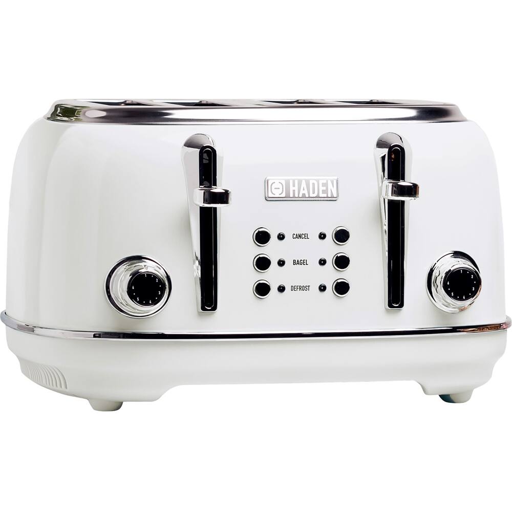 Left. Haden - Heritage 4-Slice Toaster, Wide Slot for Bagels with Multi Settings - Ivory.