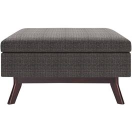 Simpli Home - Owen Rectangular Mid-Century Modern Tweed Ottoman With Inner Storage - Ebony