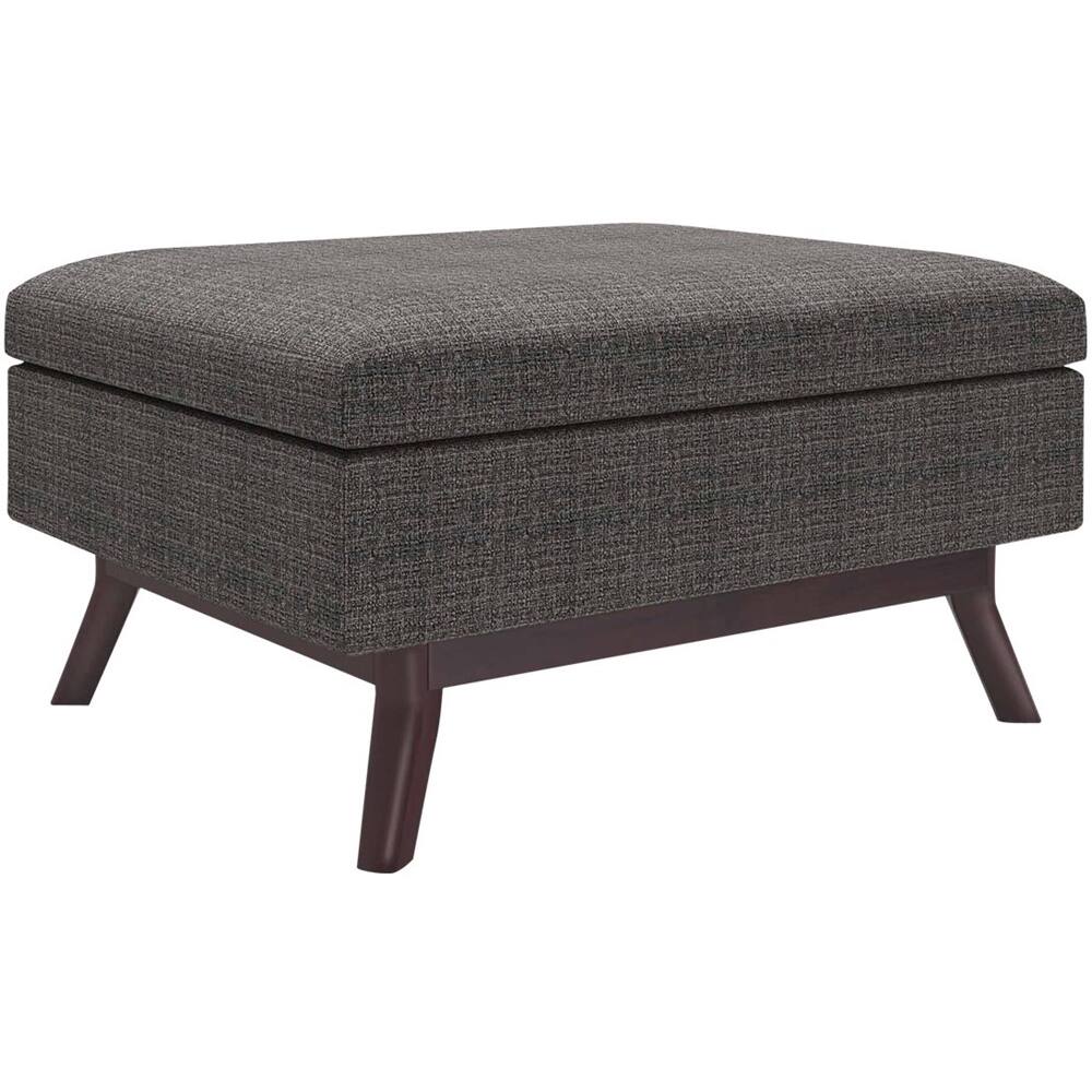 Alt View 11. Simpli Home - Owen Rectangular Mid-Century Modern Tweed Ottoman With Inner Storage - Ebony.