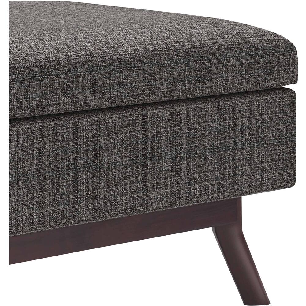 Alt View 12. Simpli Home - Owen Rectangular Mid-Century Modern Tweed Ottoman With Inner Storage - Ebony.