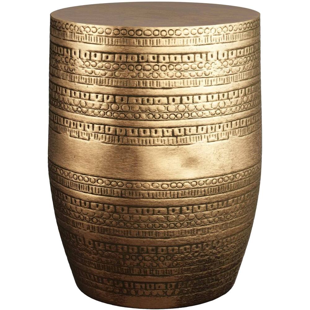 Front. Simpli Home - Johnsen Round Contemporary Iron Accent Side Table - Antique Gold.