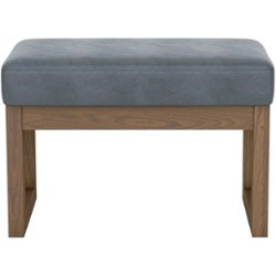 Simpli Home - Milltown Rectangular Contemporary Wood/Foam Bench Ottoman - Stone Gray - Front_Zoom