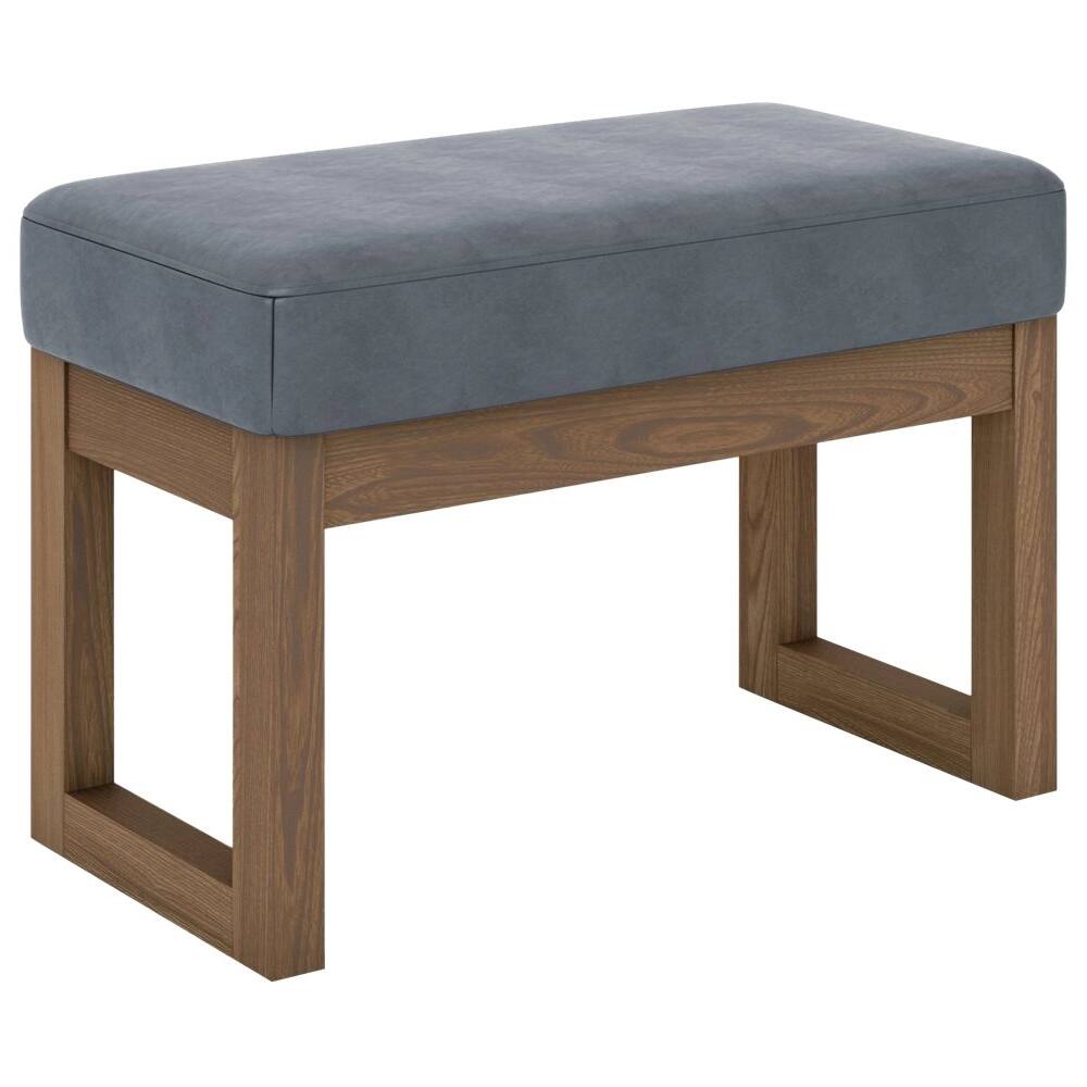 Left. Simpli Home - Milltown Rectangular Contemporary Wood/Foam Bench Ottoman - Stone Gray.
