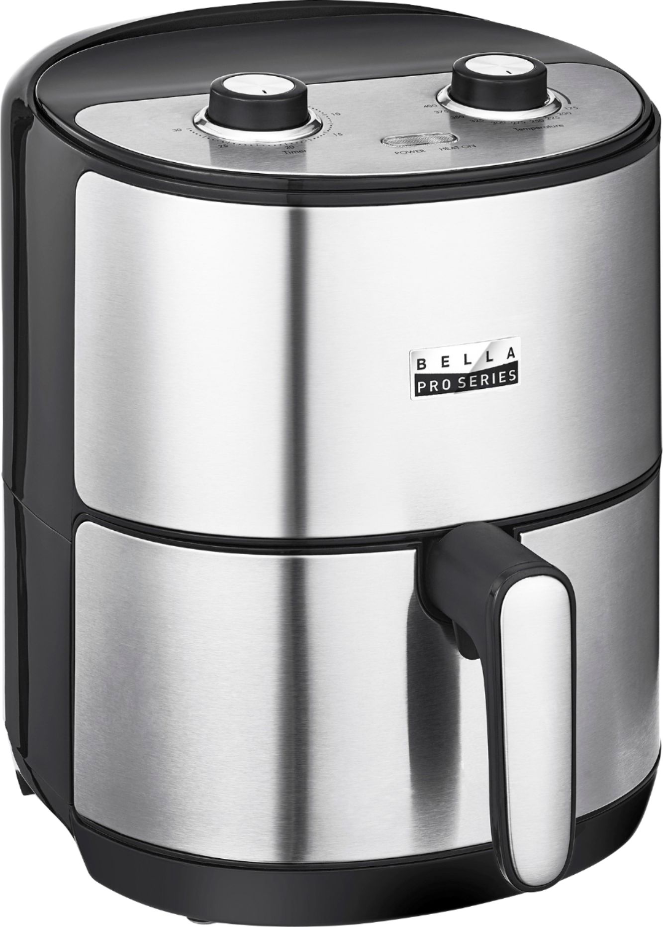 Angle View: Bella Pro Series - 4.3-qt. Analog Air Fryer - Stainless Steel