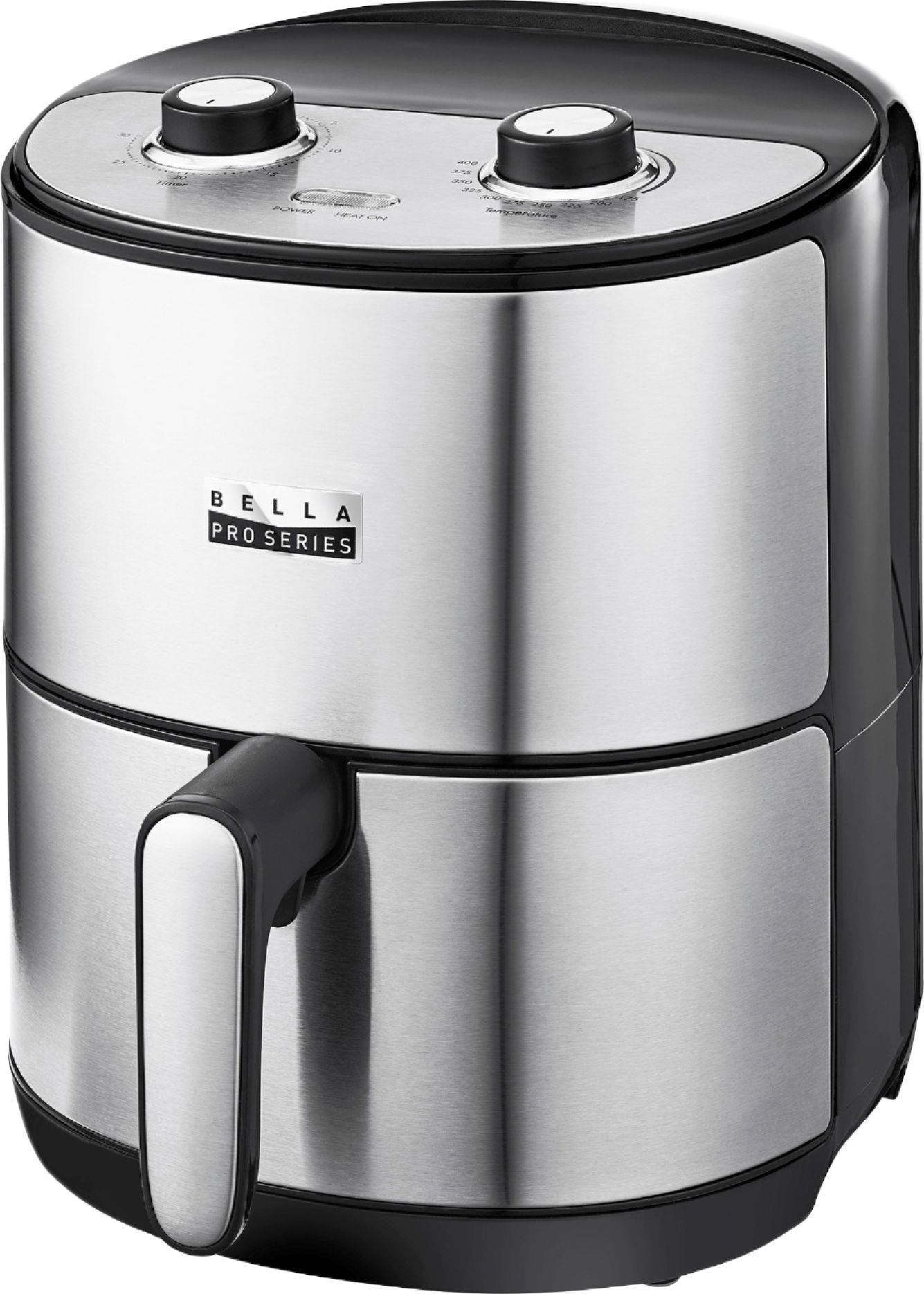 Left View: Bella - 5.3-qt. Analog Air Convection Fryer - Stainless Steel