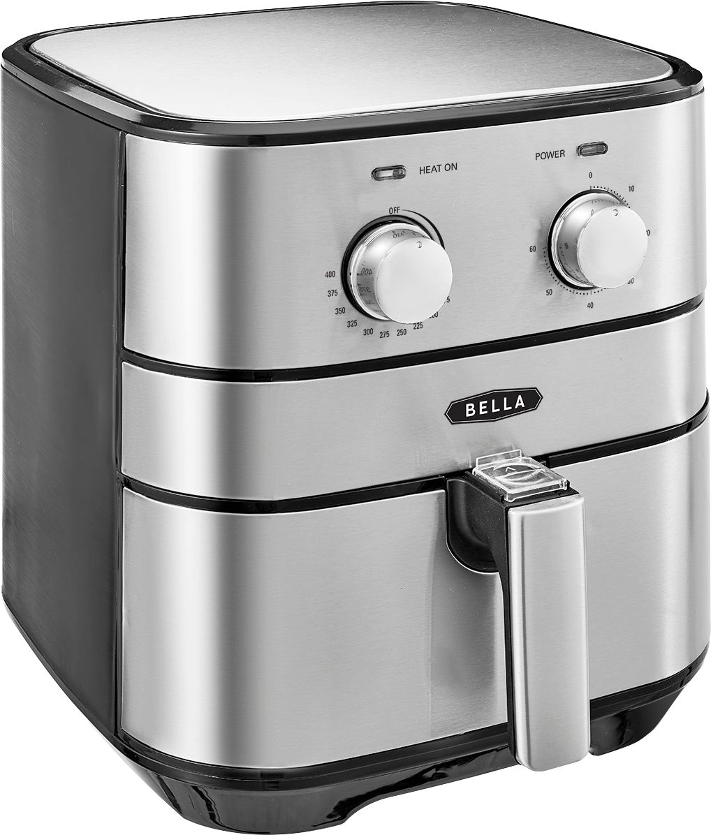 Angle View: Bella - 5.3-qt. Analog Air Convection Fryer - Stainless Steel