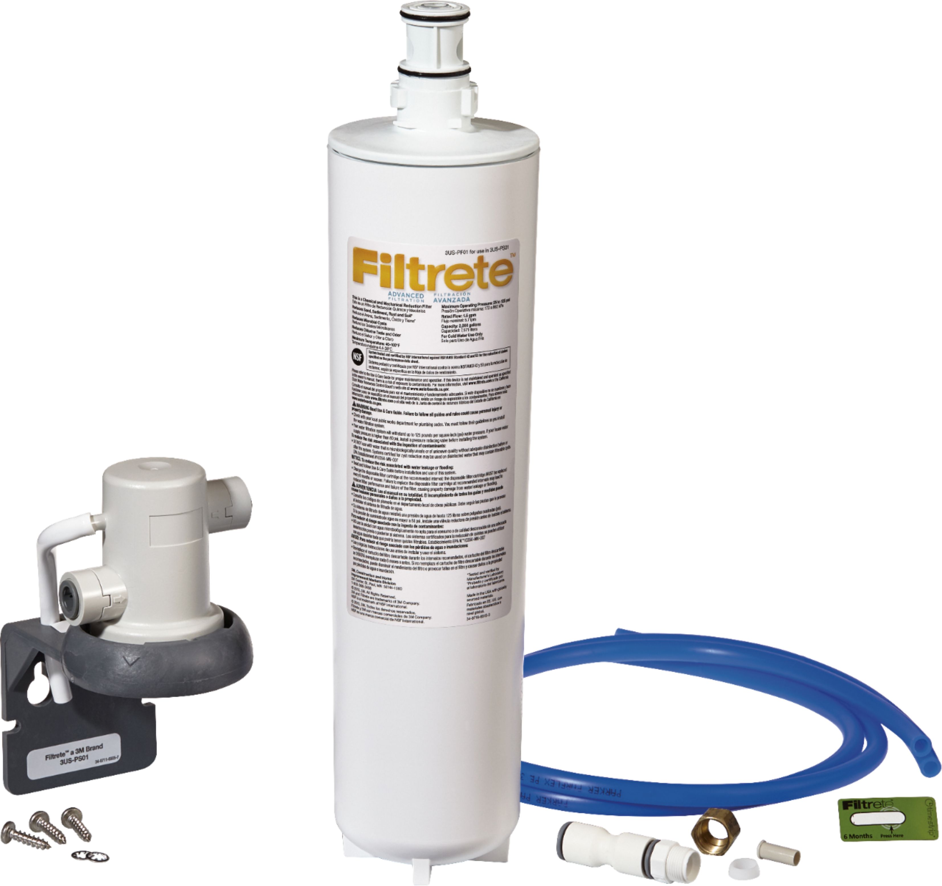 Angle View: Filtrete™ Advanced Under Sink Quick Change Water Filtration System 3US-PS01