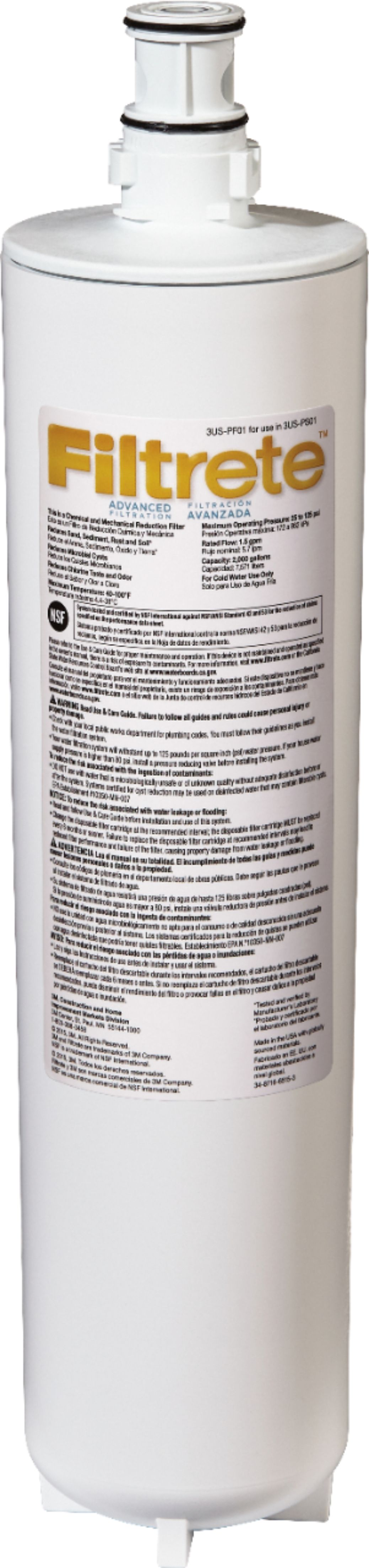 Filtrete - Advanced Under Sink Quick Change Water Filtration Filter 3US-PF01 for use with 3US-PS01 System - White