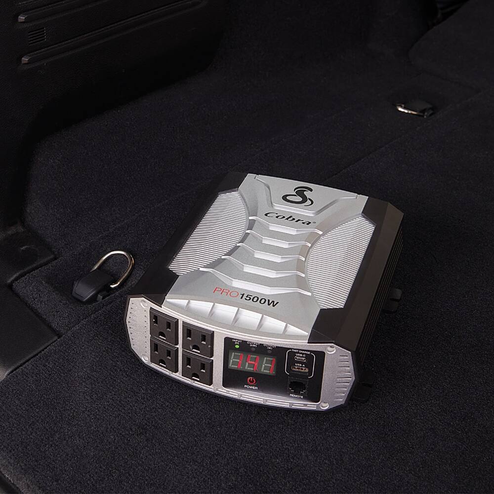 Alt View 12. Cobra - Professional Grade 1500 Watt Power Inverter with Fast Charge USB - Black.