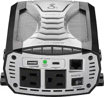 Front. Cobra - POWER 500 Watt Power Inverter with Fast Charge USB - Black.