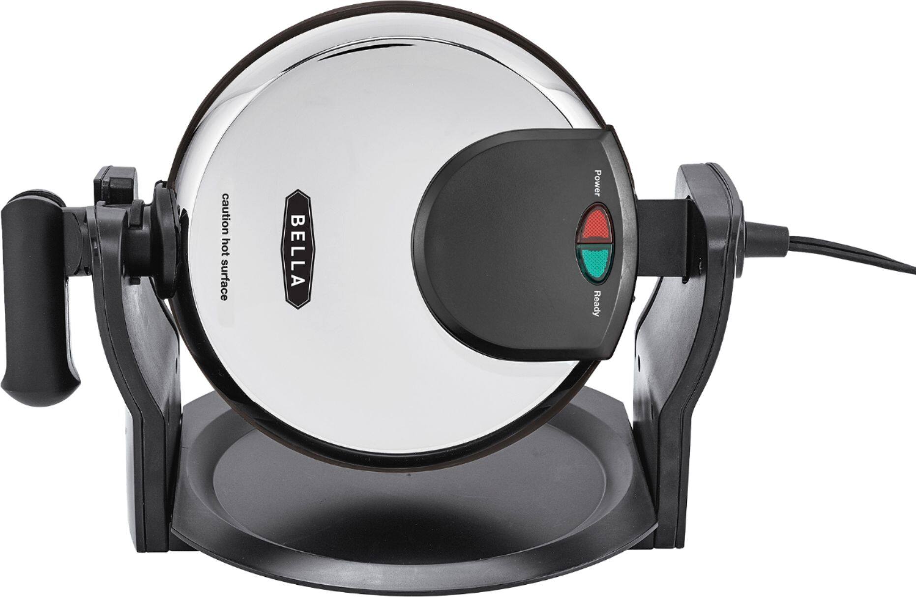 Left. Bella - Non-Stick Rotating Belgian Waffle Maker - Stainless Steel.