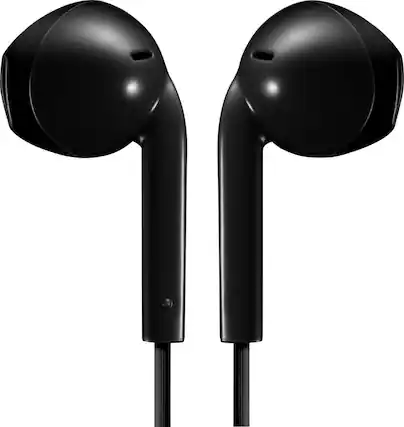Front. JVC - Wired Earbud with Microphone and Remote - Black.
