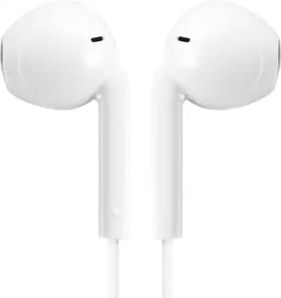 Front. JVC - Wired Earbud with Microphone and Remote - White.