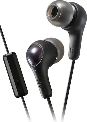 Front. JVC - Wired Gumy Plus In Ear Headphones with Microphone and Remote - Black.