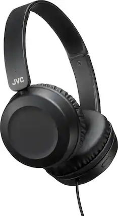 Front. JVC - Powerful Sound On Ear Headphones - Black.
