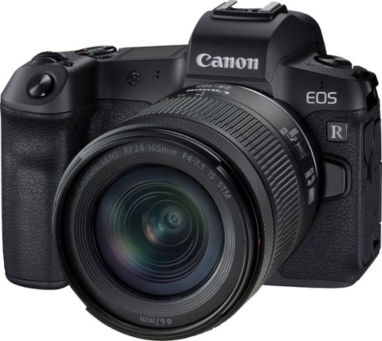 Front Zoom. Canon - EOS R Mirrorless 4K Video Camera with RF 24-105mm f/4-7.1 IS STM Lens - Black.