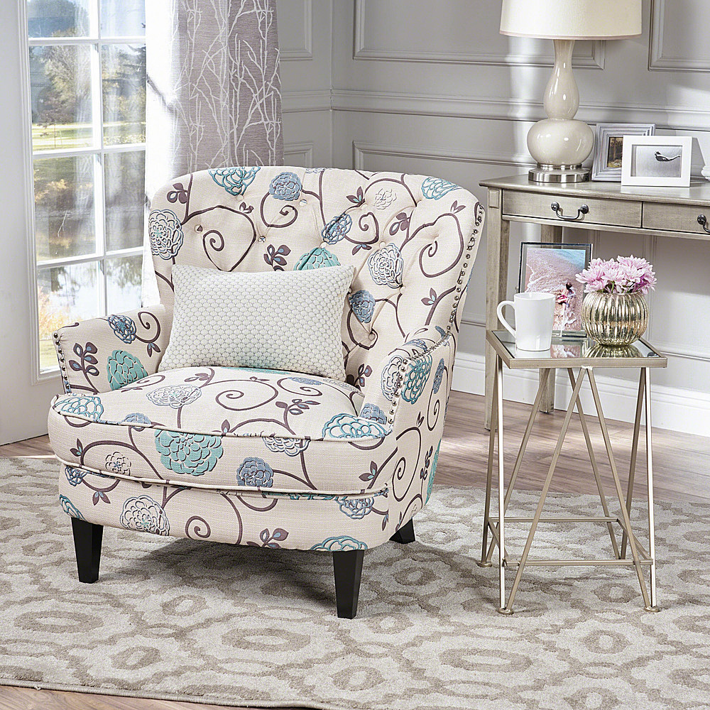 Best Buy: Noble House Mayetta Club Chair Blue and White Floral 299126