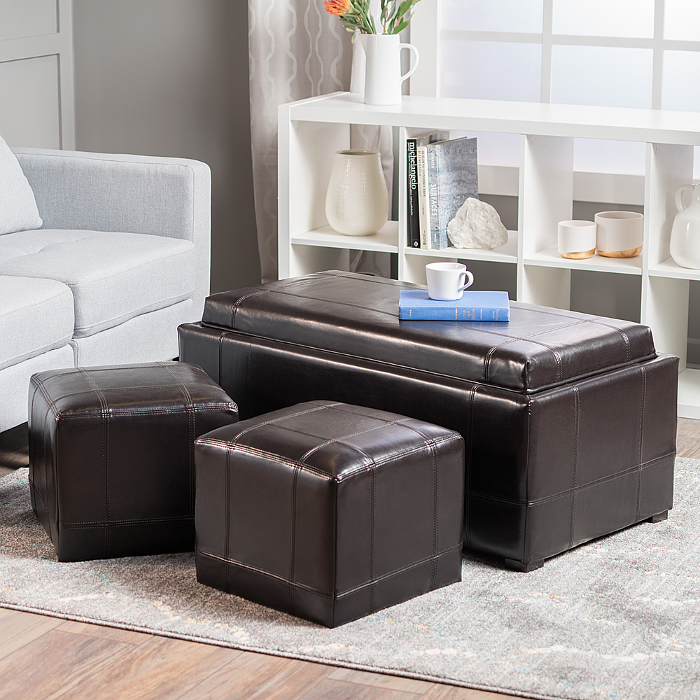 Noble House - Crandon Tray Top Nested Ottomans (Set of 3) - Brown
