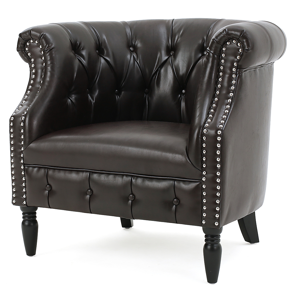 Left View: Noble House - Gilbert Faux Leather Recliner - Dark Brown