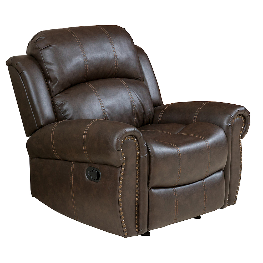 Angle View: Noble House - Gilbert Faux Leather Recliner - Dark Brown