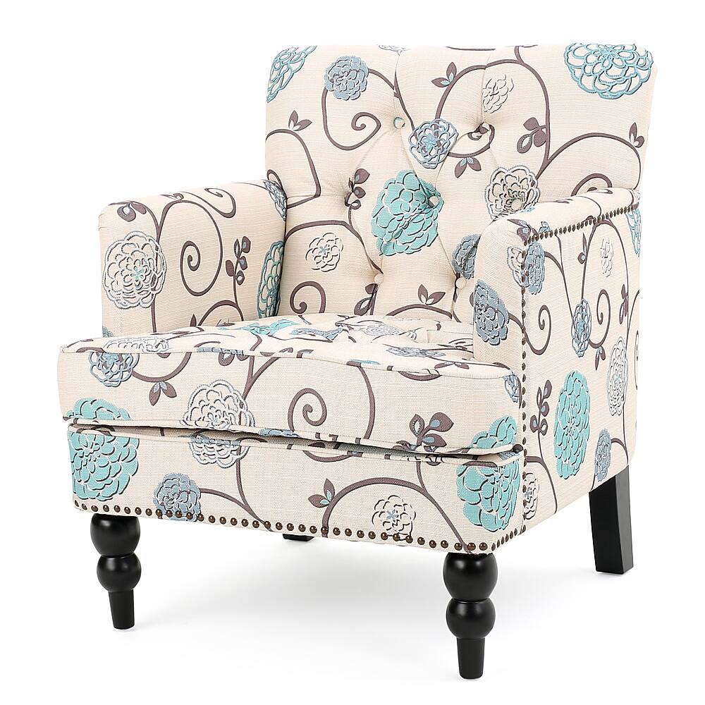 Noble House - Goessel Club Chair - Blue and White Floral