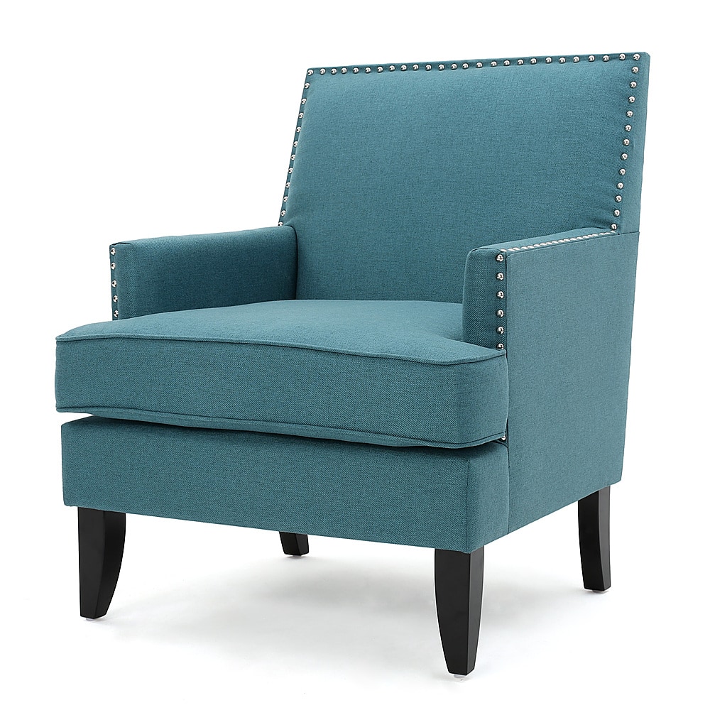 Left View: Noble House - Ludington Fabric Club Chair - Dark Teal