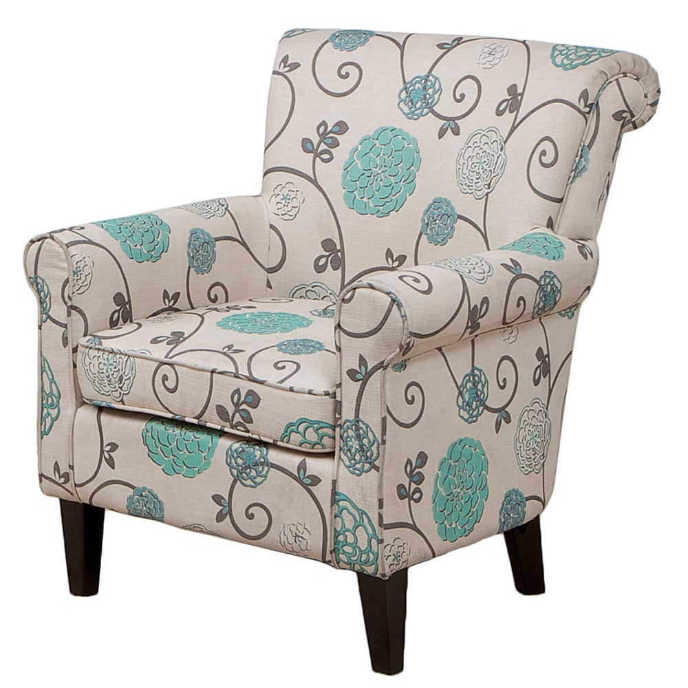 Left View: Noble House - Wren Club Chair - Blue Floral