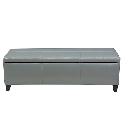 Noble House - Abell Faux Leather Storage Ottoman - Grey