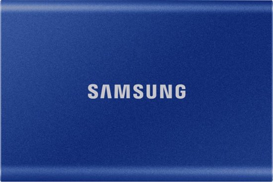 Front Zoom. Samsung - Geek Squad Certified Refurbished T7 500GB External USB 3.2 Gen 2 Portable SSD with Hardware Encryption - Indigo Blue.