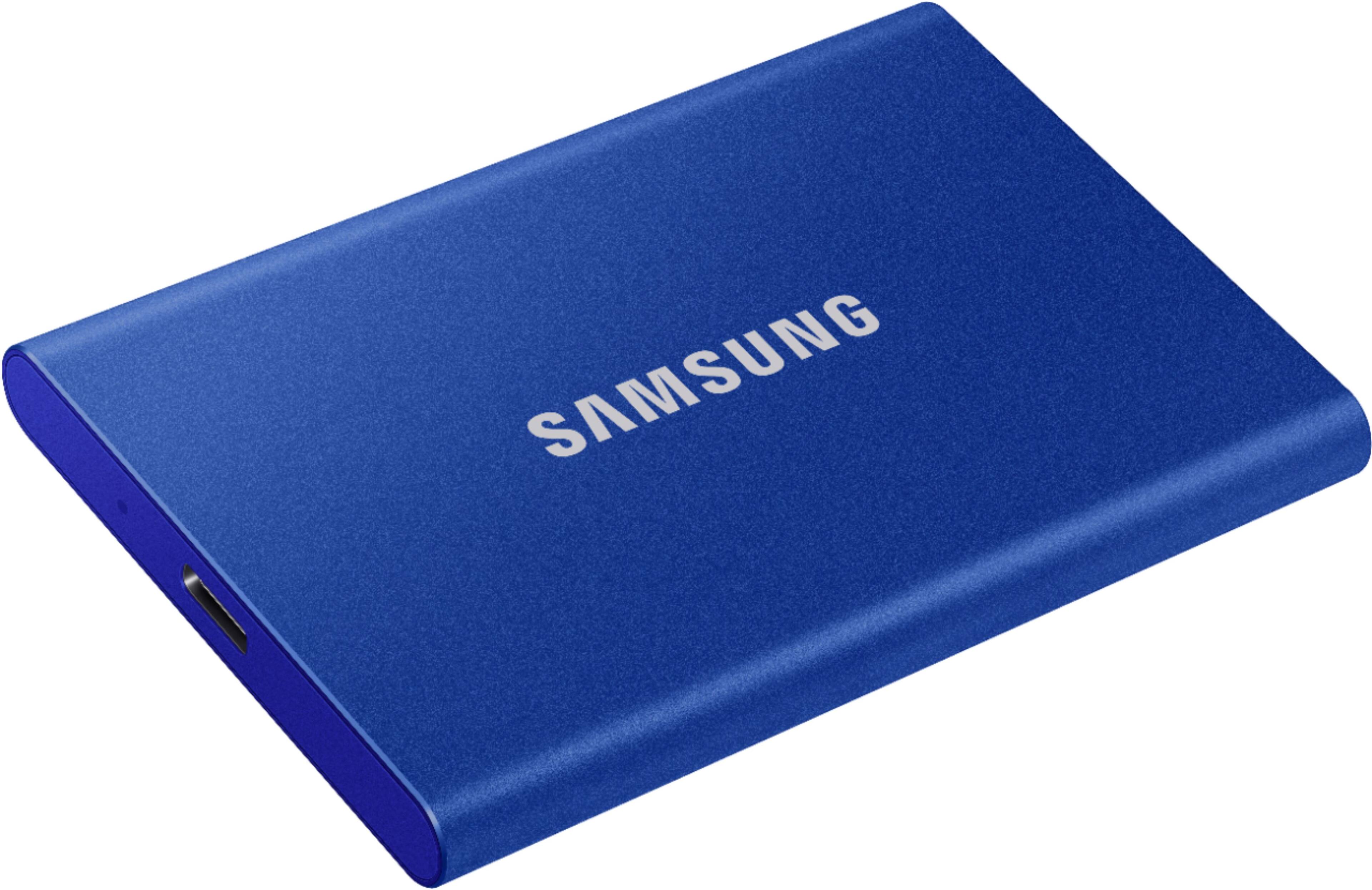 Alt View 14. Samsung - Geek Squad Certified Refurbished T7 500GB External USB 3.2 Gen 2 Portable SSD with Hardware Encryption - Indigo Blue.