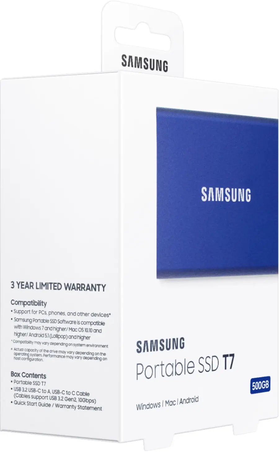 Alt View 17. Samsung - Geek Squad Certified Refurbished T7 500GB External USB 3.2 Gen 2 Portable SSD with Hardware Encryption - Indigo Blue.