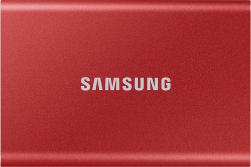 Samsung - Geek Squad Certified Refurbished T7 2TB External USB 3.2 Gen 2 Portable Solid State Drive with Hardware Encryption - Metallic Red was $399.99 now $314.99 (21.0% off)