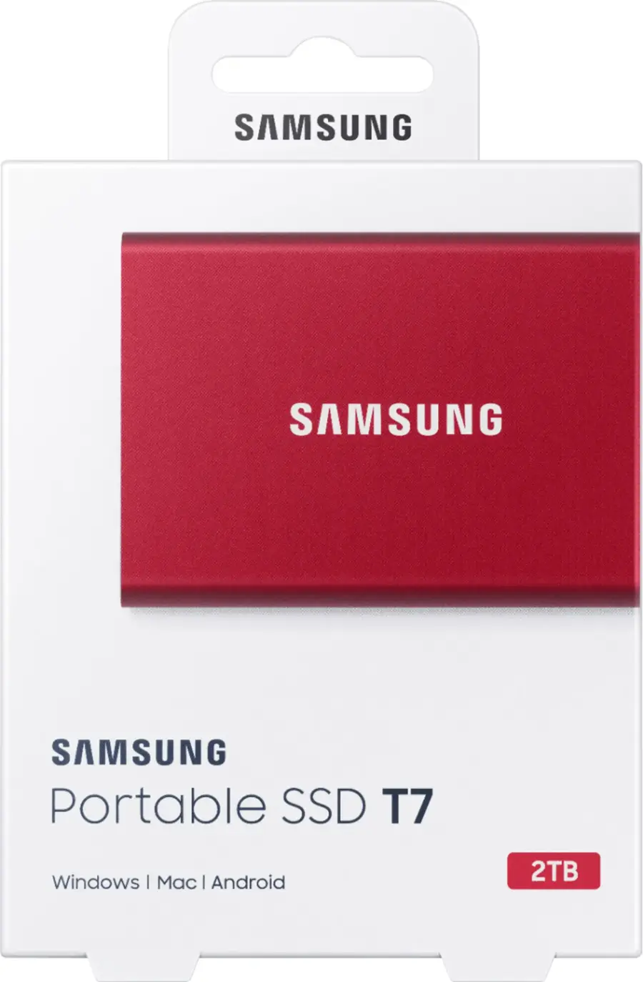 Alt View 16. Samsung - Geek Squad Certified Refurbished T7 2TB External USB 3.2 Gen 2 Portable SDD with Hardware Encryption - Metallic Red.