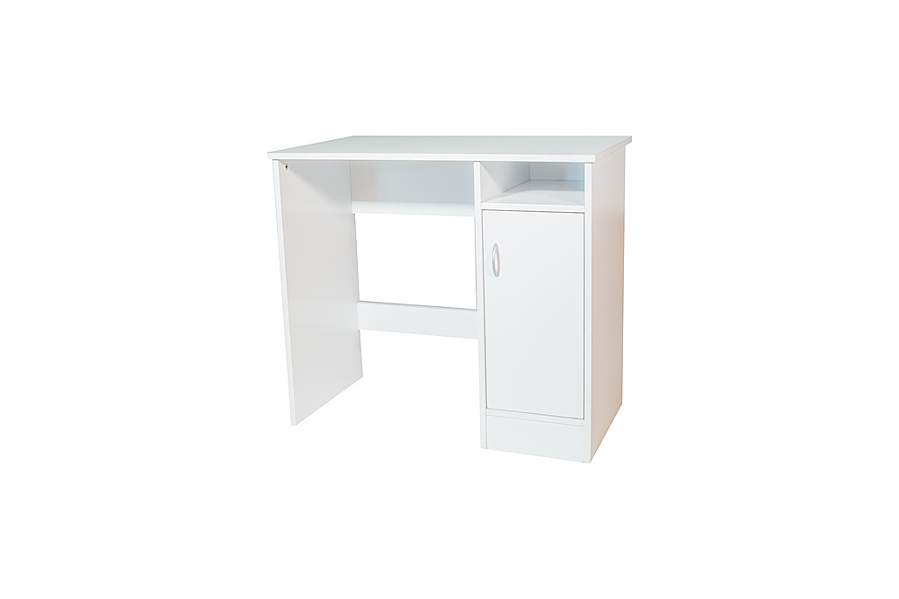 Left View: OneSpace - Madison Computer Desk with Cabinet - White