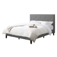 CorLiving - Nova Ridge Tufted Upholstered Bed, Full - Light Gray - Front_Zoom