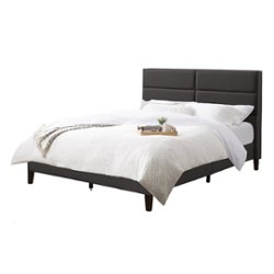 CorLiving - Bellevue Wide Panel Upholstered Bed, Full - Dark Gray - Front_Zoom