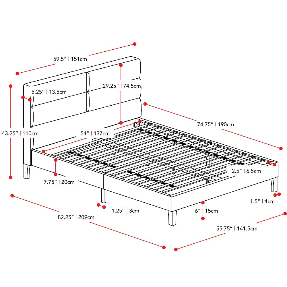 CorLiving Bellevue Wide Panel Upholstered Bed, Full Dark Gray BRH-201-D ...