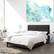 Left. CorLiving - Bellevue Wide Panel Upholstered Bed, Full - Dark Gray.