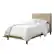 Front. CorLiving - Bellevue Wide Panel Upholstered Bed, Twin - Beige.